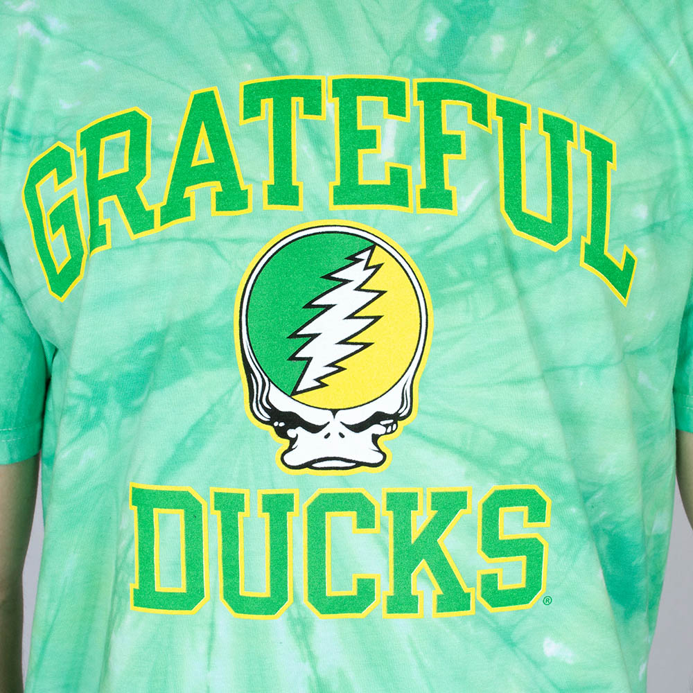 Ducks Spirit, Green, Crew Neck, Cotton, Men, Unisex, Football, Class Trip, Tie-Dye, Grateful Dead, Steal ur Face, Grateful Ducks, T-Shirt, 997227